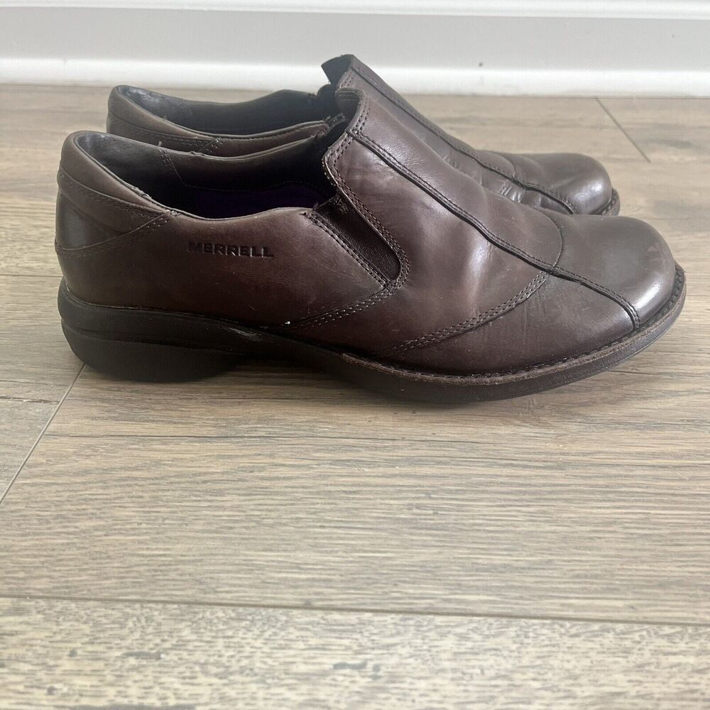 Merrell‎ Captiva Women's Size 8 Shoes Brown Leather Slip On Comfort Loafers